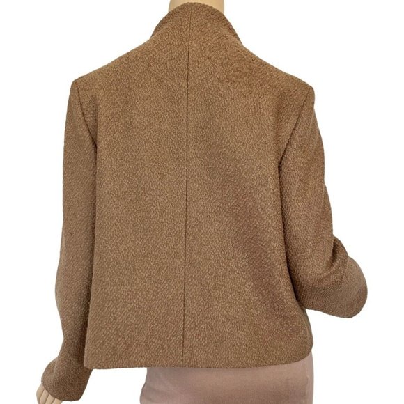 Annette Gortz Blazer Jacket Open Front Brown Boucle Virgin Wool Blend Size 38 - Picture 2 of 9